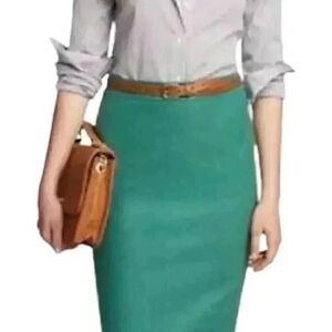 J. Crew Women's Turquoise Blue Wool/Viscose The Pencil Skirt Straight Lined Skir